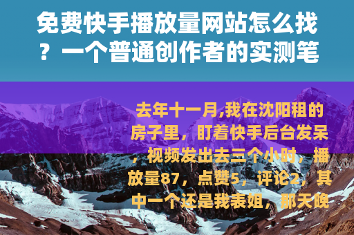 免费快手播放量网站怎么找？一个普通创作者的实测笔记