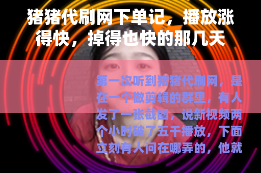 猪猪代刷网下单记，播放涨得快，掉得也快的那几天