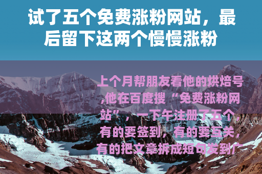 试了五个免费涨粉网站，最后留下这两个慢慢涨粉