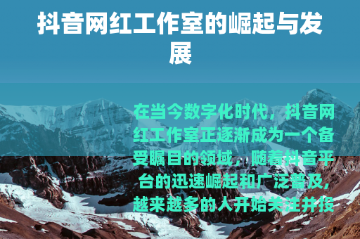 抖音网红工作室的崛起与发展