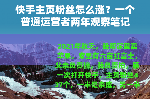 快手主页粉丝怎么涨？一个普通运营者两年观察笔记