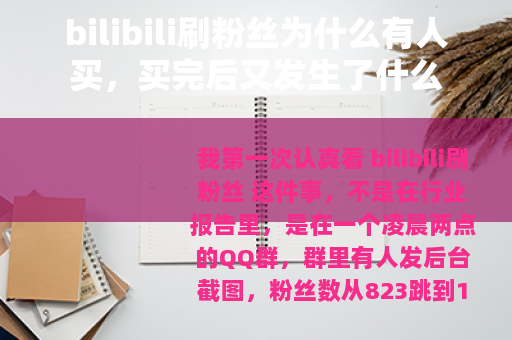 bilibili刷粉丝为什么有人买，买完后又发生了什么