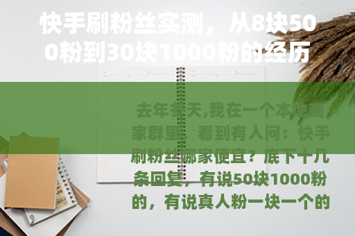 快手刷粉丝实测，从8块500粉到30块1000粉的经历