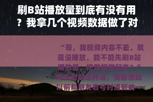 刷B站播放量到底有没有用？我拿几个视频数据做了对比