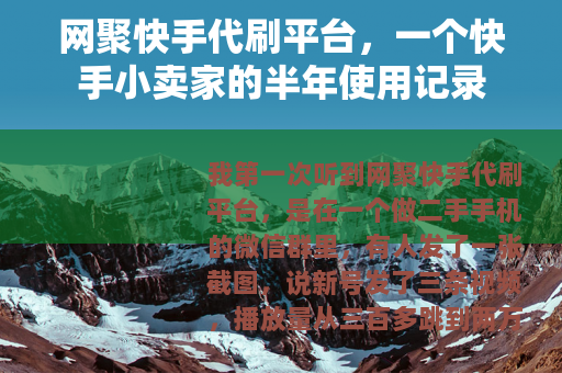 网聚快手代刷平台，一个快手小卖家的半年使用记录