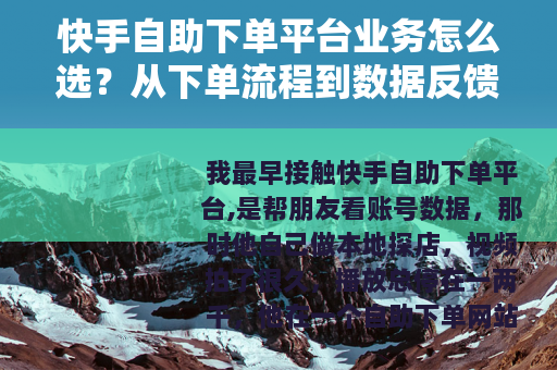 快手自助下单平台业务怎么选？从下单流程到数据反馈的实践笔记