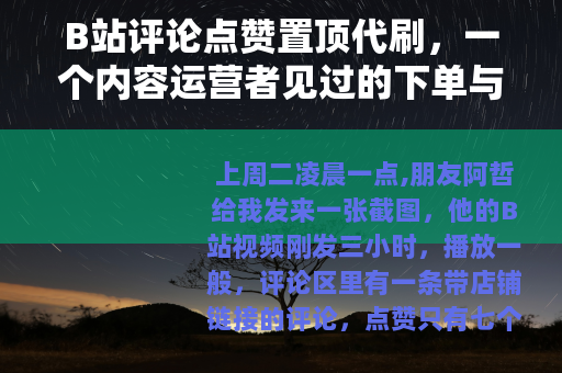 B站评论点赞置顶代刷，一个内容运营者见过的下单与掉赞