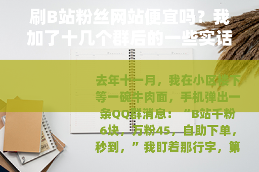 刷B站粉丝网站便宜吗？我加了十几个群后的一些实话