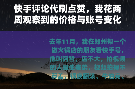 快手评论代刷点赞，我花两周观察到的价格与账号变化