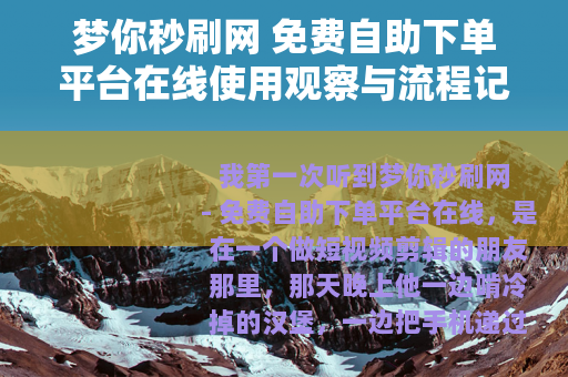 梦你秒刷网 免费自助下单平台在线使用观察与流程记录