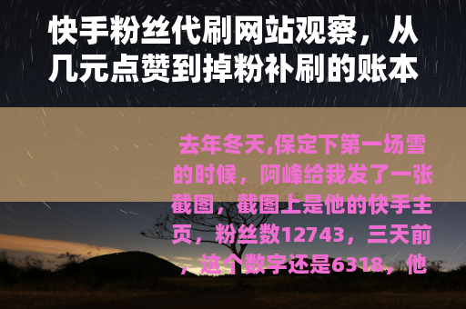 快手粉丝代刷网站观察，从几元点赞到掉粉补刷的账本