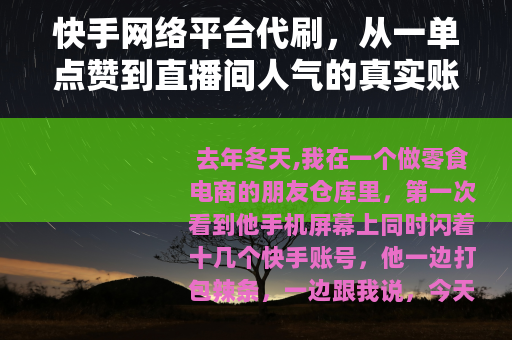 快手网络平台代刷，从一单点赞到直播间人气的真实账本