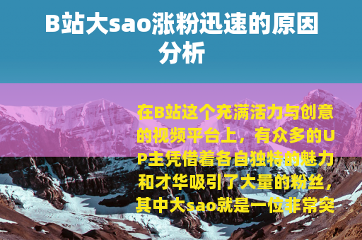 B站大sao涨粉迅速的原因分析