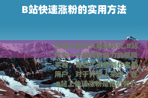 B站快速涨粉的实用方法