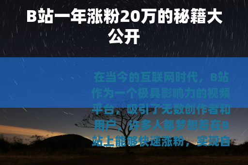 B站一年涨粉20万的秘籍大公开