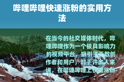 哔哩哔哩快速涨粉的实用方法