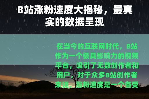 B站涨粉速度大揭秘，最真实的数据呈现