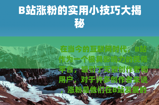 B站涨粉的实用小技巧大揭秘