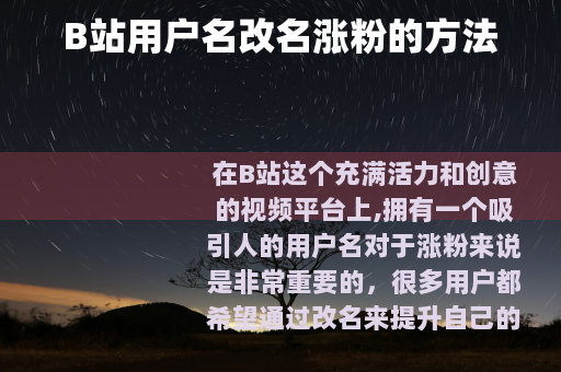 B站用户名改名涨粉的方法
