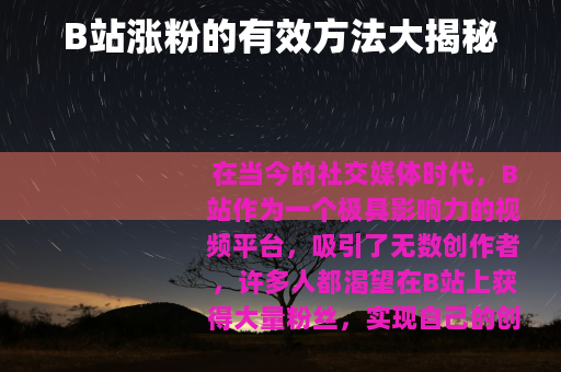 B站涨粉的有效方法大揭秘