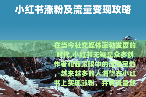 小红书涨粉及流量变现攻略