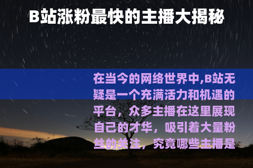 B站涨粉最快的主播大揭秘