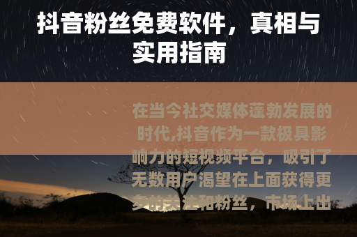 抖音粉丝免费软件，真相与实用指南