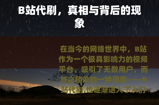 B站代刷，真相与背后的现象