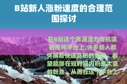 B站新人涨粉速度的合理范围探讨