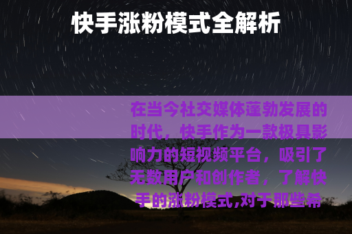 快手涨粉模式全解析