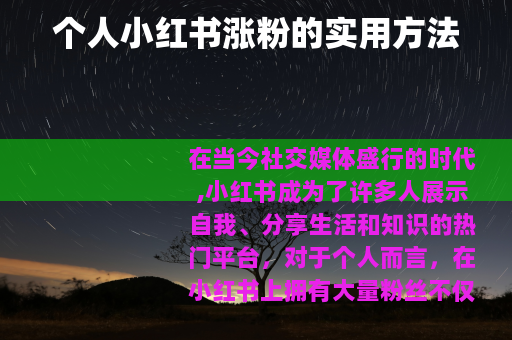 个人小红书涨粉的实用方法