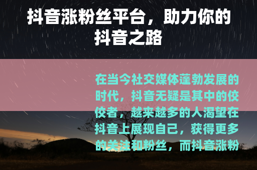 抖音涨粉丝平台，助力你的抖音之路