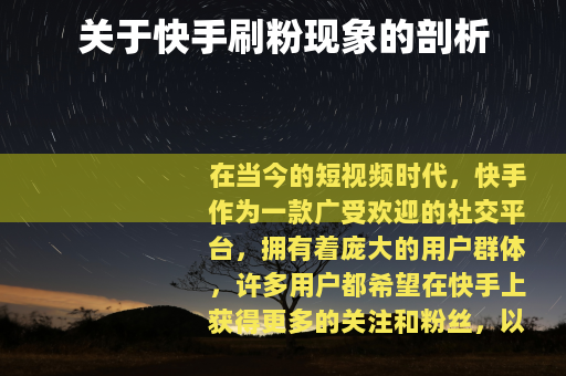 关于快手刷粉现象的剖析