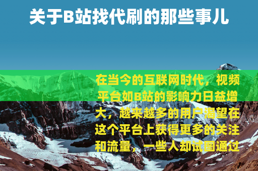 关于B站找代刷的那些事儿