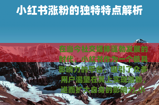 小红书涨粉的独特特点解析