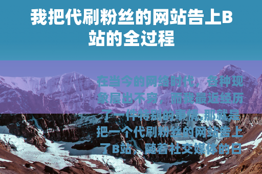 我把代刷粉丝的网站告上B站的全过程