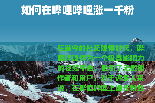 如何在哔哩哔哩涨一千粉