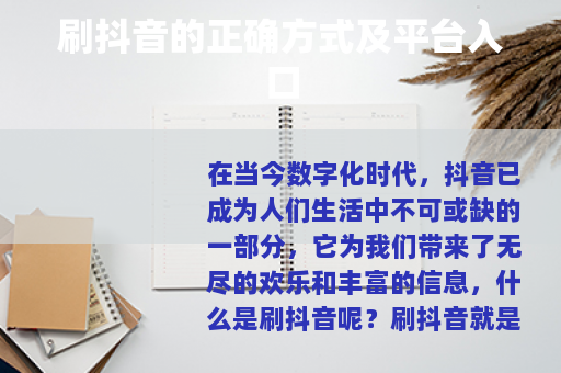 刷抖音的正确方式及平台入口