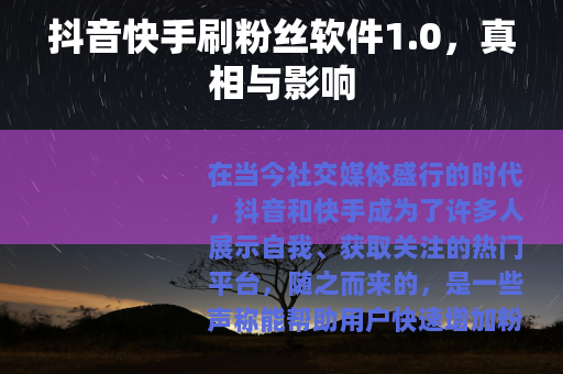抖音快手刷粉丝软件1.0，真相与影响