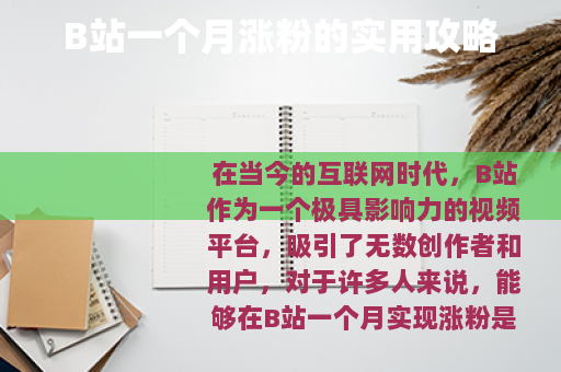 B站一个月涨粉的实用攻略
