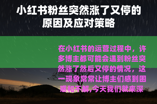 小红书粉丝突然涨了又停的原因及应对策略
