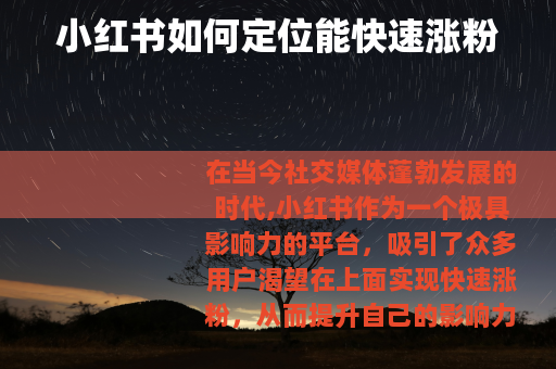 小红书如何定位能快速涨粉