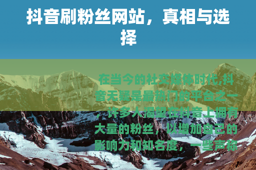 抖音刷粉丝网站，真相与选择