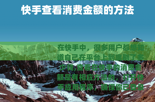 快手查看消费金额的方法