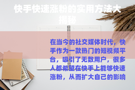 快手快速涨粉的实用方法大揭秘