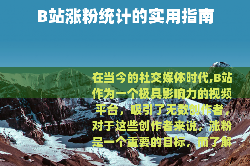 B站涨粉统计的实用指南