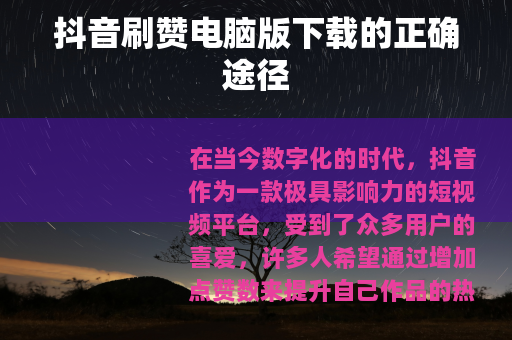 抖音刷赞电脑版下载的正确途径