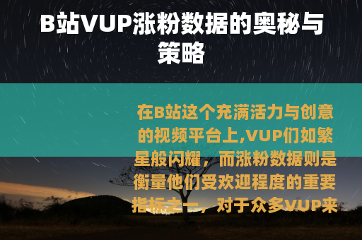 B站VUP涨粉数据的奥秘与策略