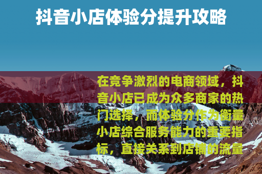 抖音小店体验分提升攻略