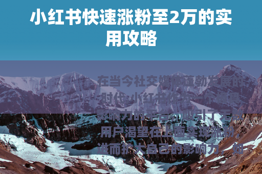 小红书快速涨粉至2万的实用攻略